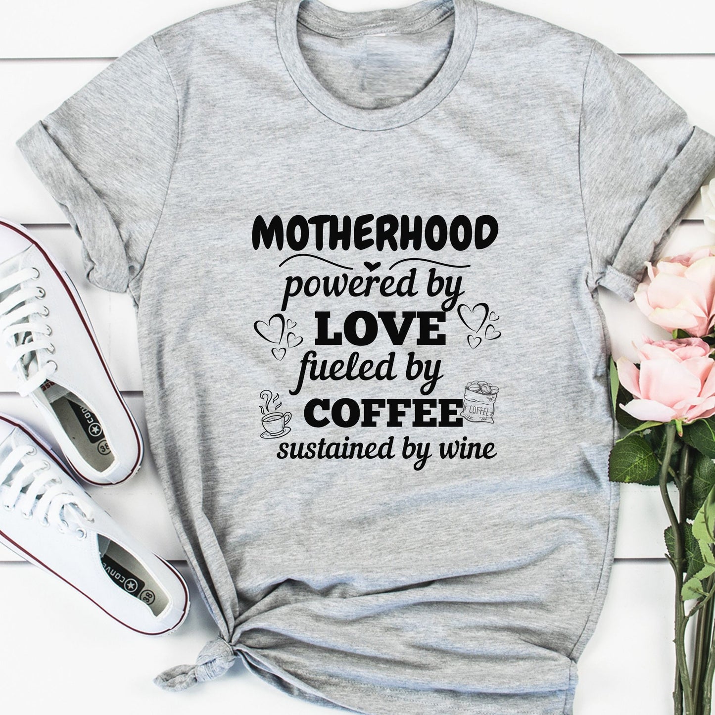 Motherhood Powered By Love Fueled By Coffee Sustained By Wine - LUXEELLESHOP