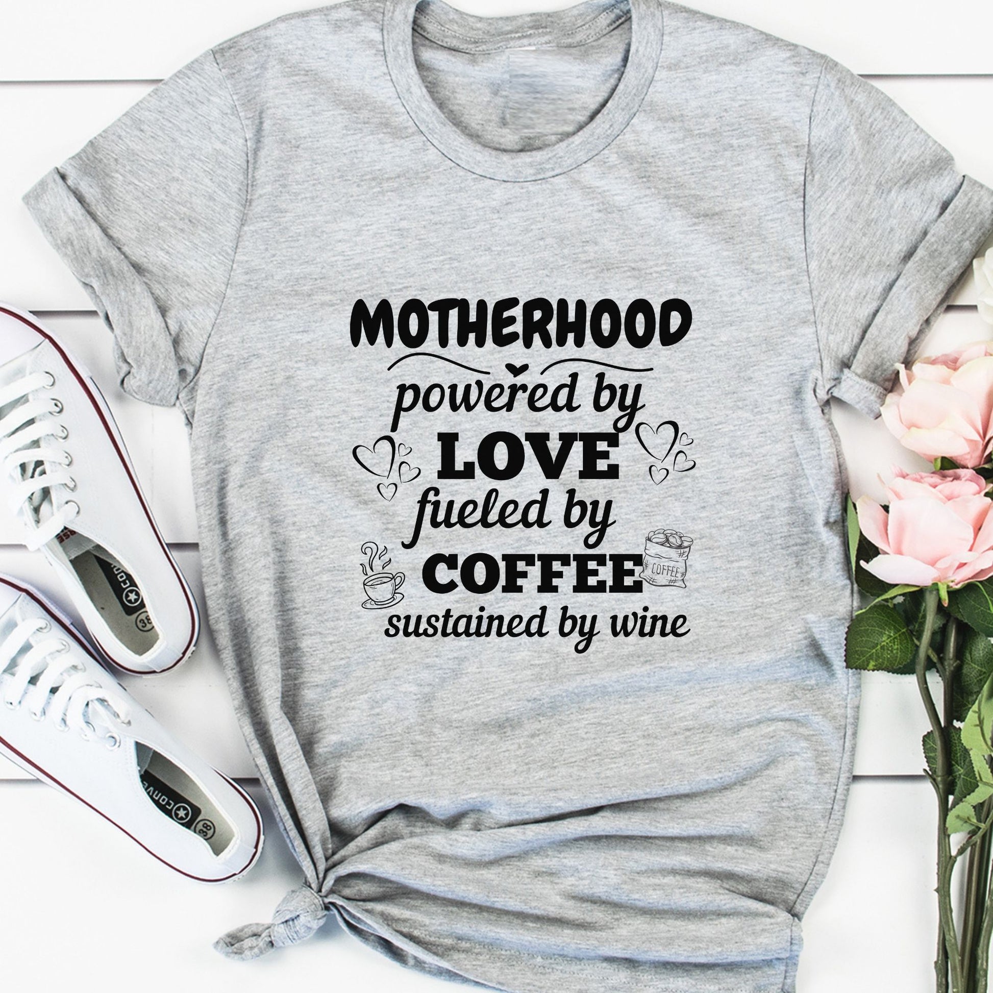 Motherhood Powered By Love Fueled By Coffee Sustained By Wine - LUXEELLESHOP