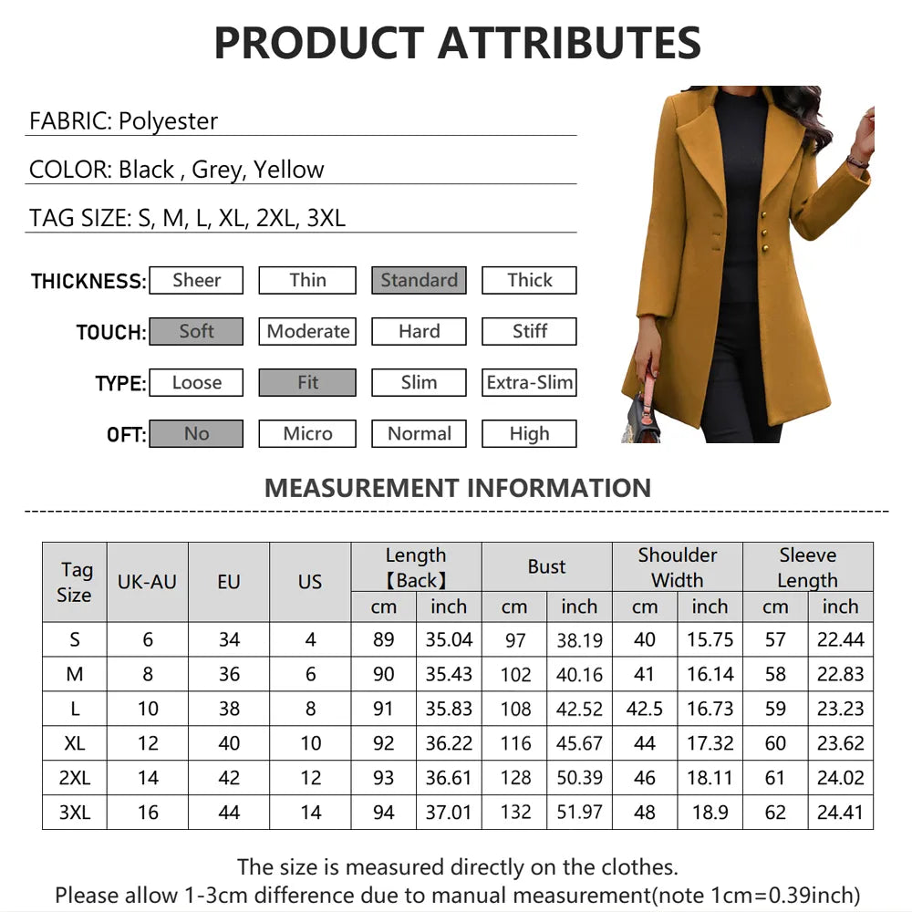 Elegance SlimFit Coat - LUXEELLESHOP