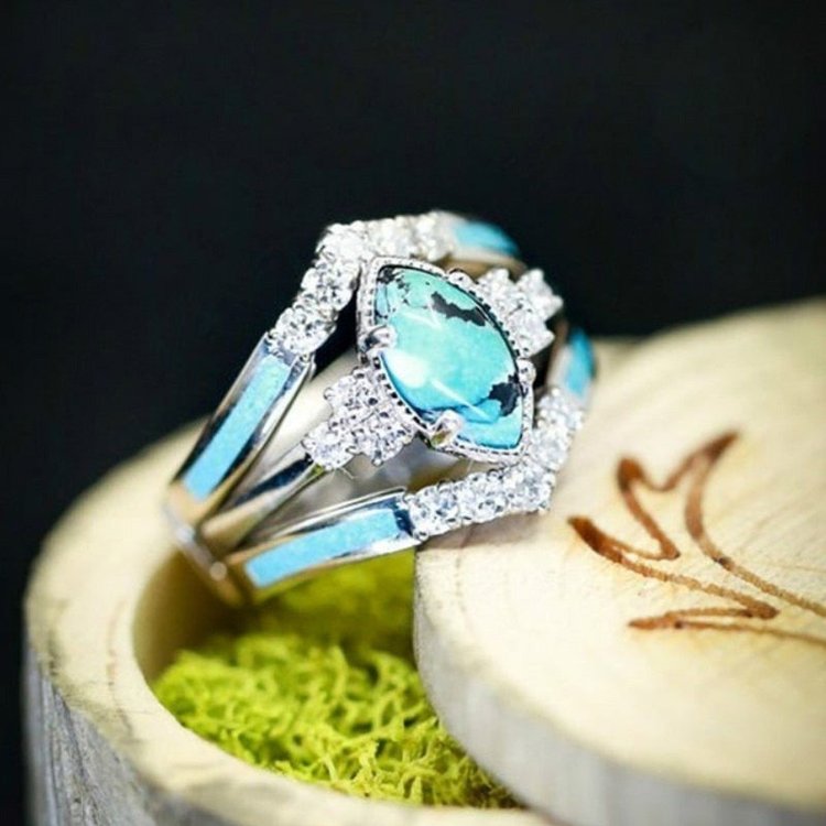 Gorgeous Turquoise 3-Piece Ring - LUXEELLESHOP