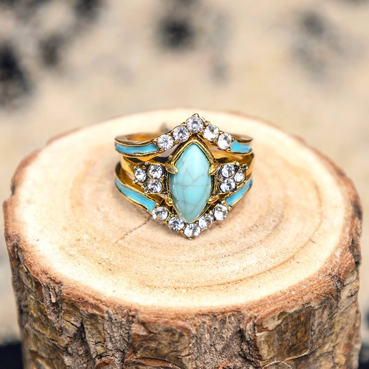 Gorgeous Turquoise 3-Piece Ring - LUXEELLESHOP